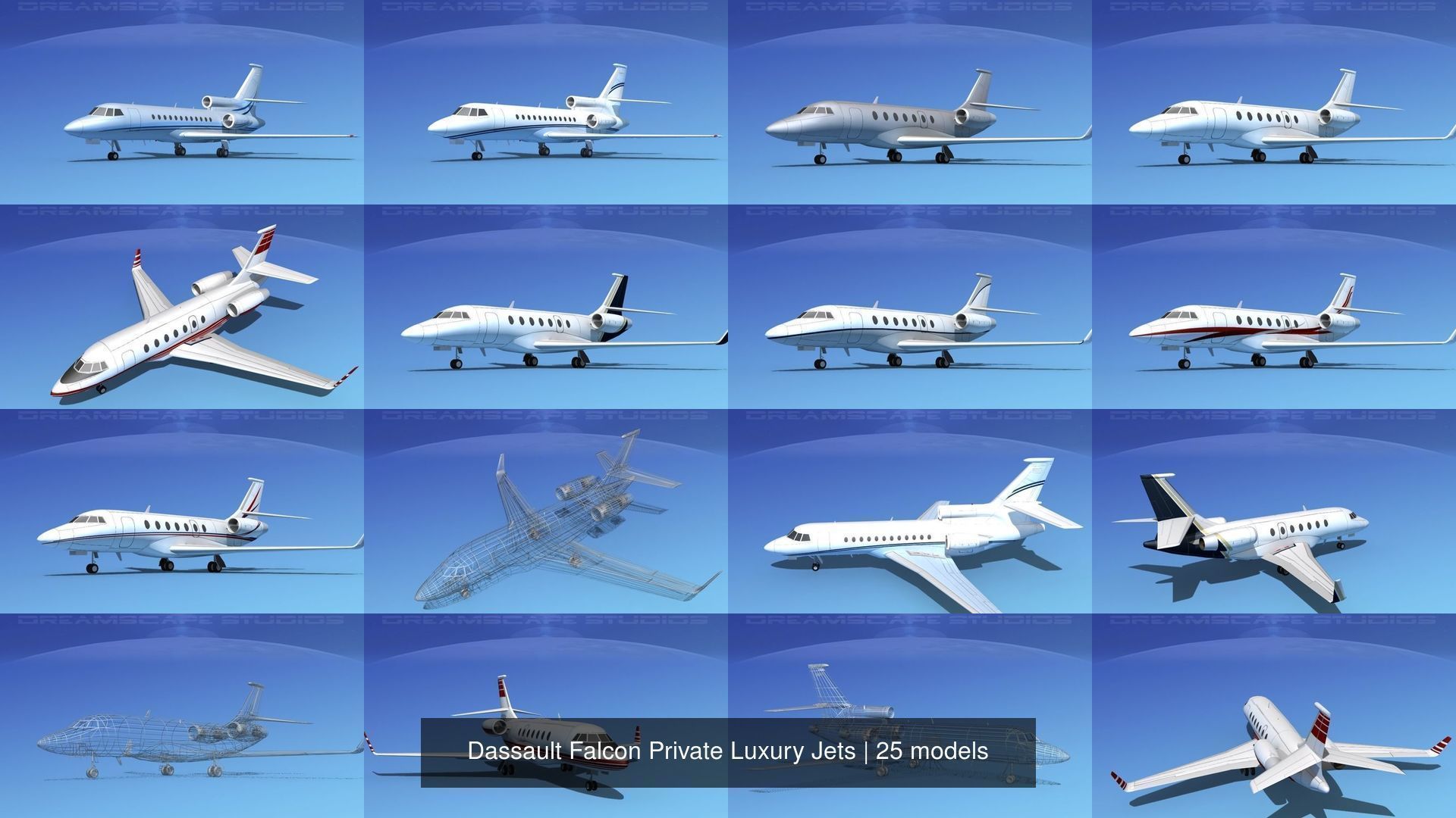 25 Dassault Falcon Private Luxury Jets 3D Model Collection_3
