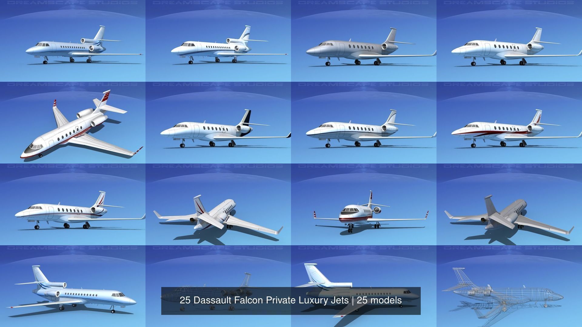 25 Dassault Falcon Private Luxury Jets 3D Model Collection_2