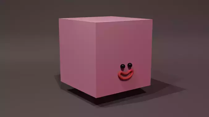 Happy Default Cube Rose - Funny Cartoon Style Lowpoly
