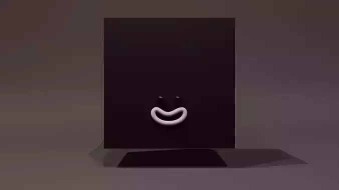Happy Default Cube Black - Funny Cartoon Style Lowpoly