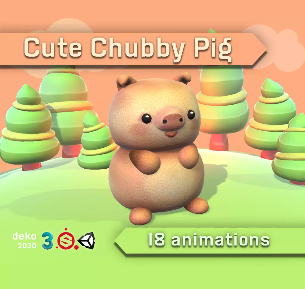 Cute Chubby Pig Low-poly 3D model_0