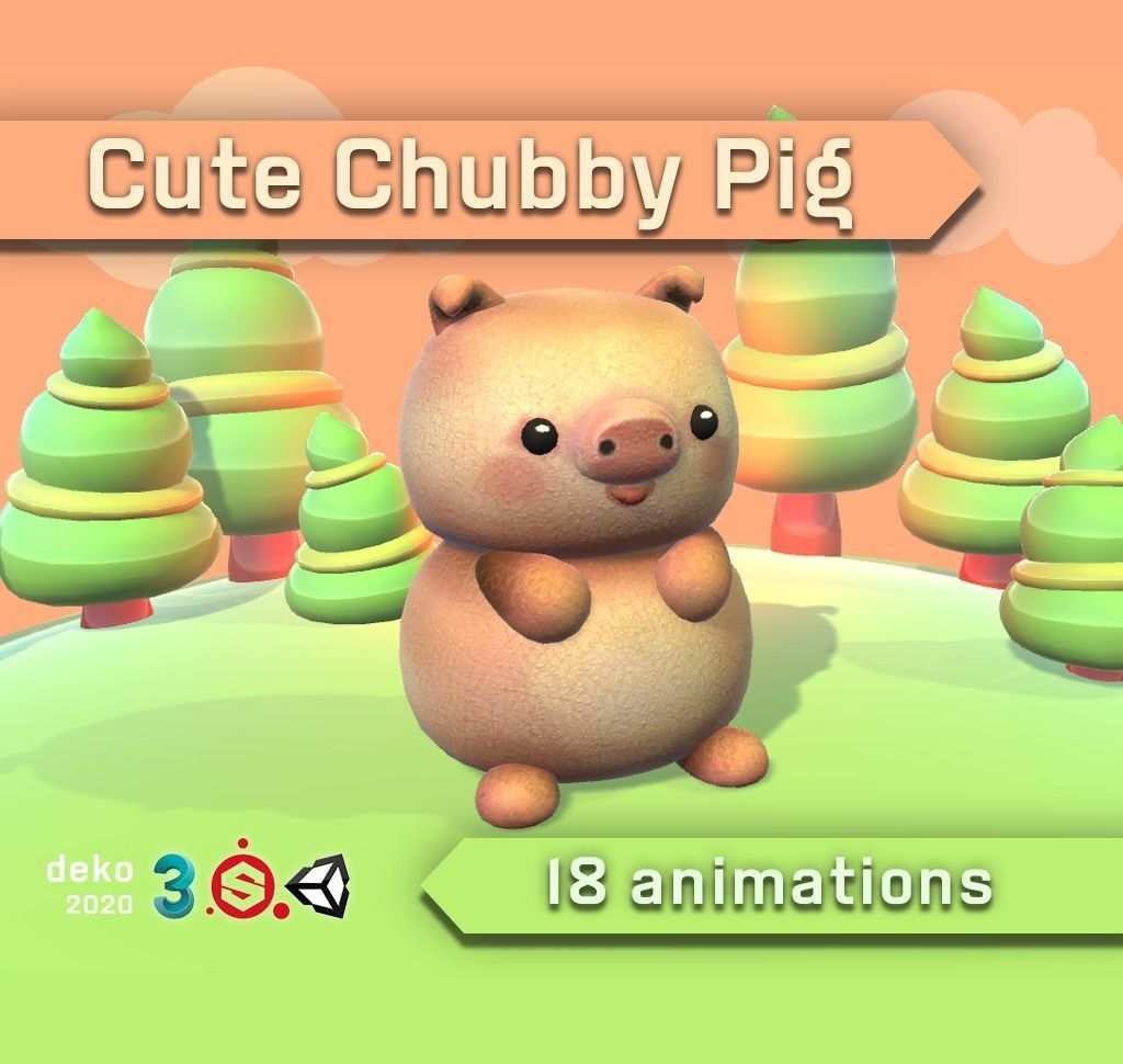 Cute Chubby Pig Low-poly 3D model_2