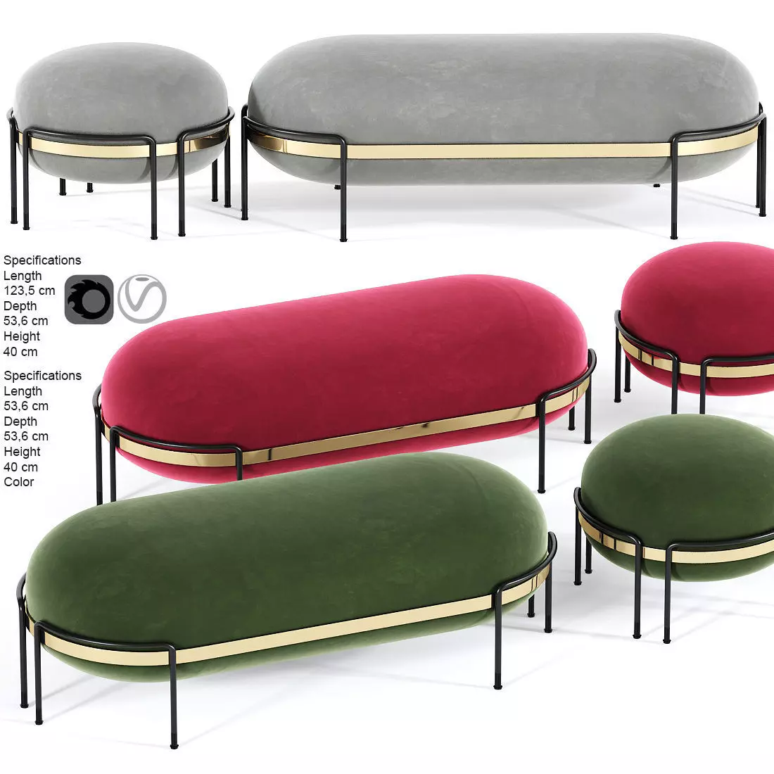 Macaron pouf - Large 3D model