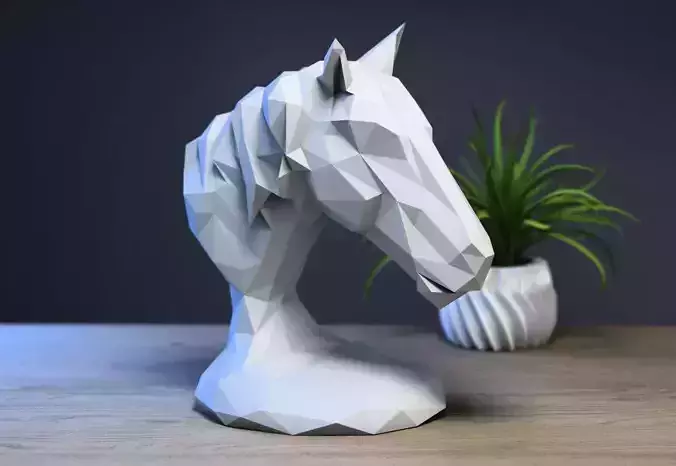 horse head low-poly Horse head headphone stand 3D print model