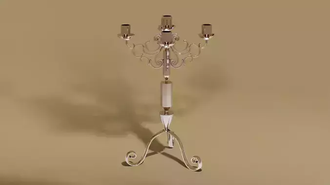 Elegant Brass and Silver Candle Holders 3D Model