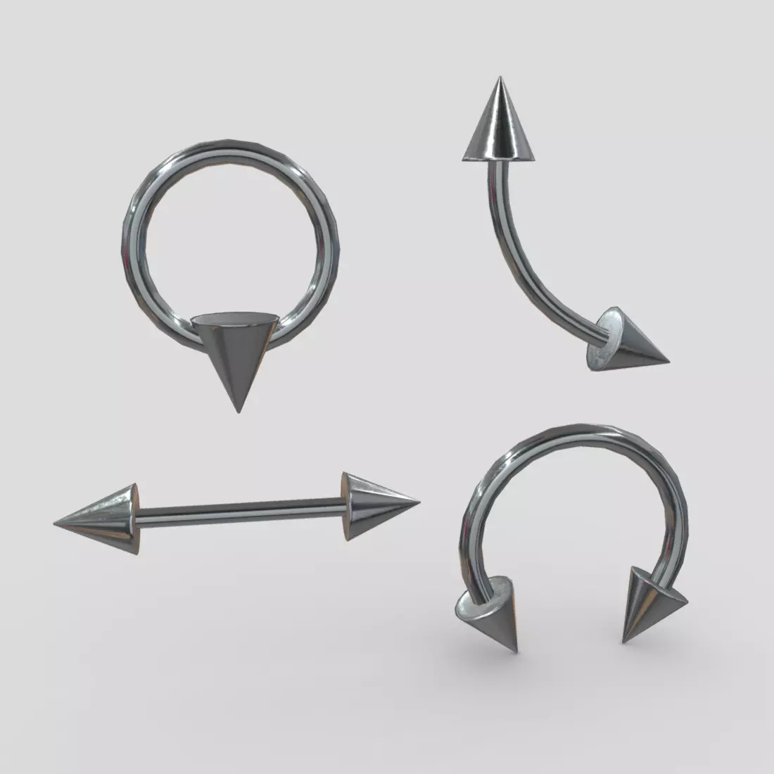 Piercings 2 metal arrow piercing Low-poly 3D model