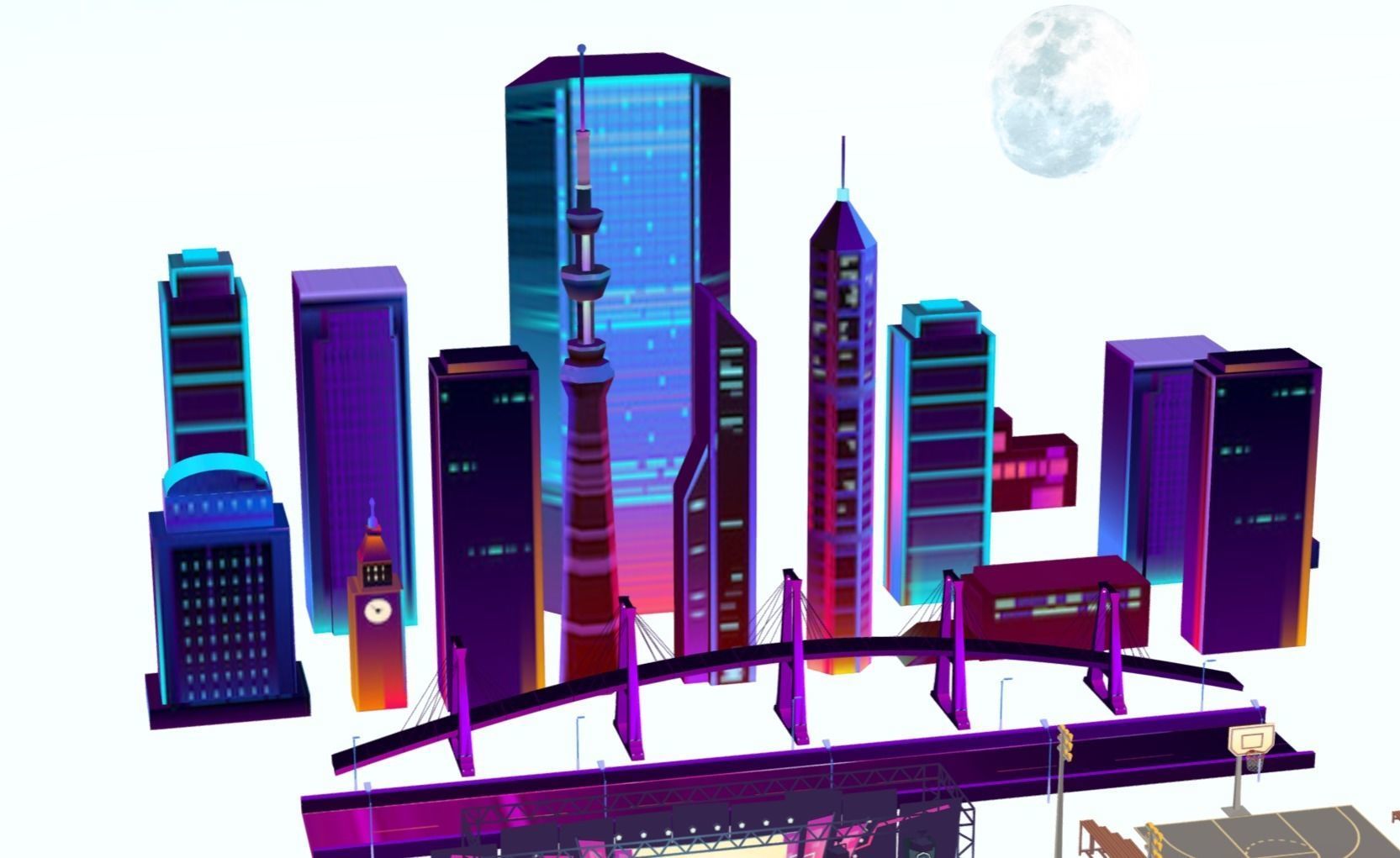 Lowpoly City buildings stylized assets game ready  Low-poly 3D model_7