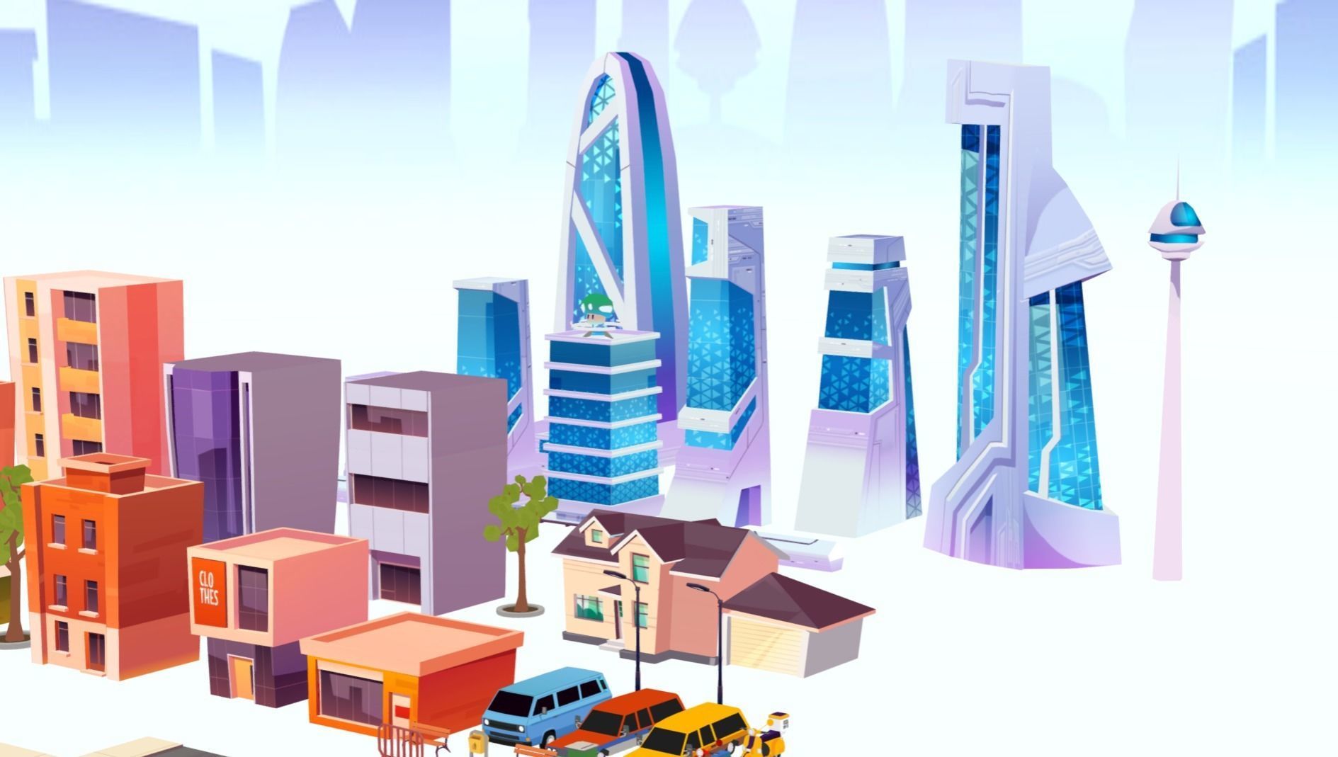 Lowpoly City buildings stylized assets game ready  Low-poly 3D model_5