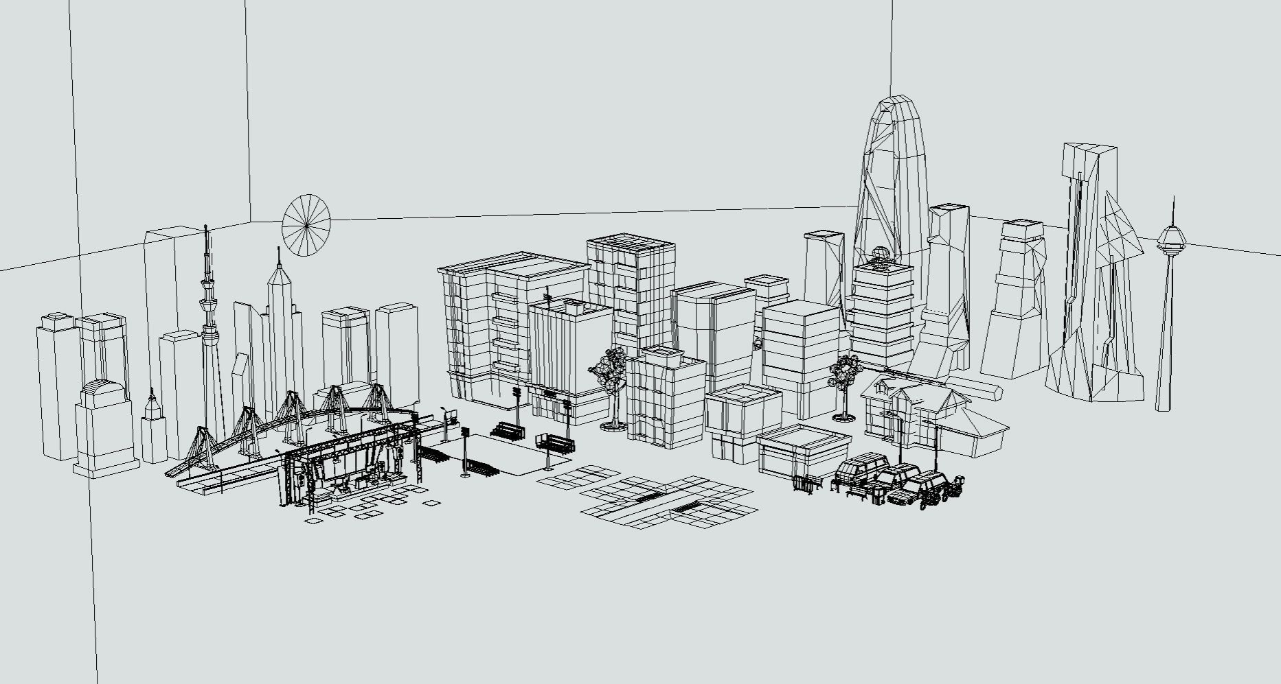 Lowpoly City buildings stylized assets game ready  Low-poly 3D model_8