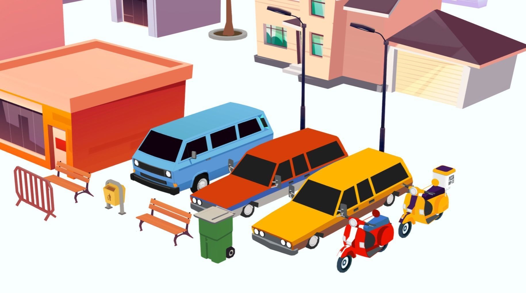 Lowpoly City buildings stylized assets game ready  Low-poly 3D model_4