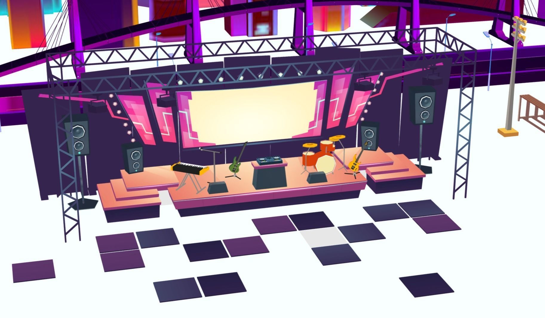 Lowpoly City buildings stylized assets game ready  Low-poly 3D model_3