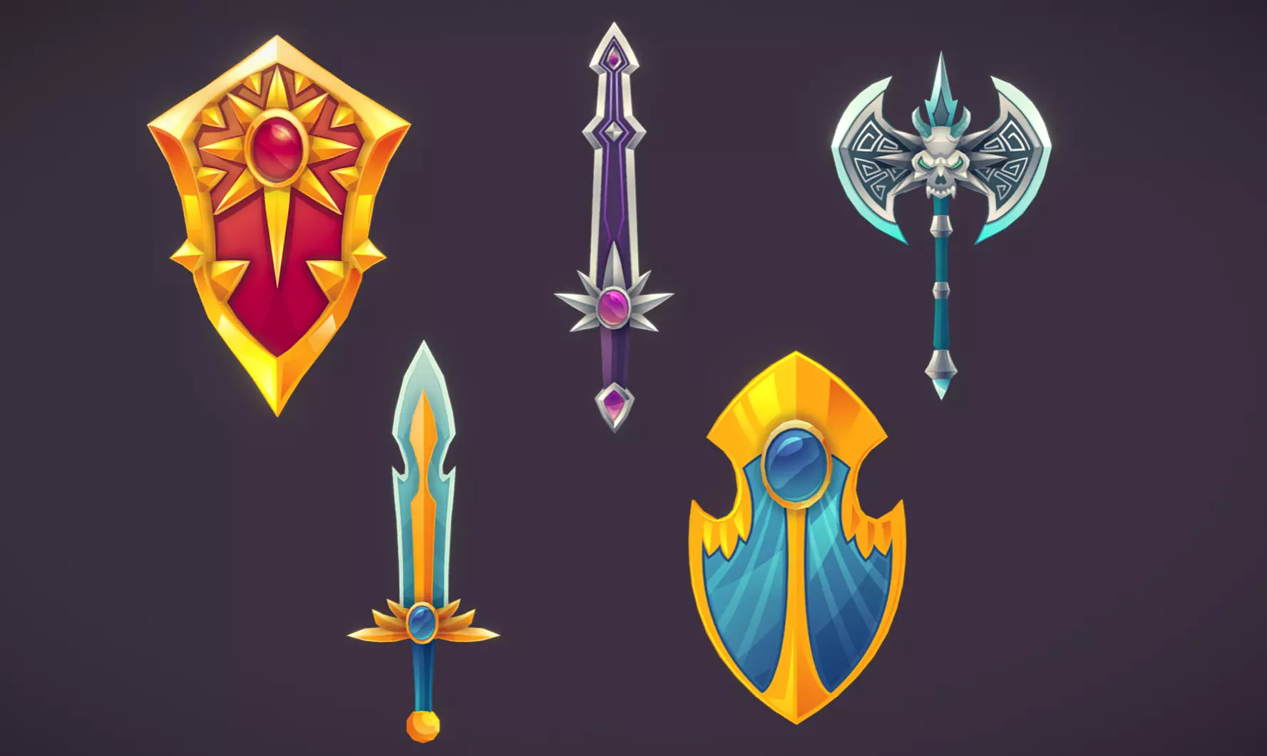 lowpoly Weapons medieval sword shield armor game ready assets  Low-poly 3D model_0