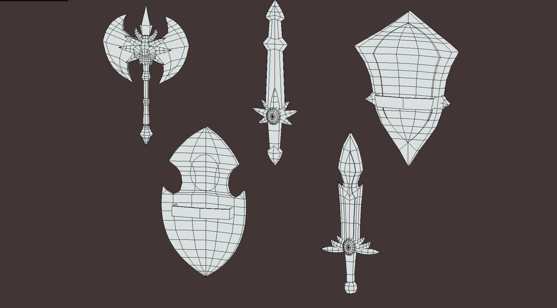 lowpoly Weapons medieval sword shield armor game ready assets  Low-poly 3D model_4