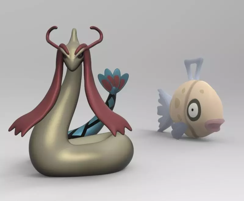 Milotic pokemon statue with long tail 3D print model