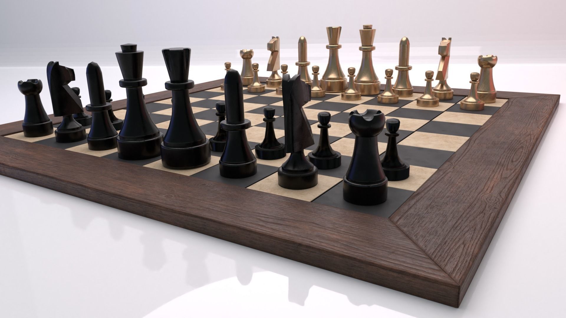 Chessboard Game  Low-poly 3D model_1