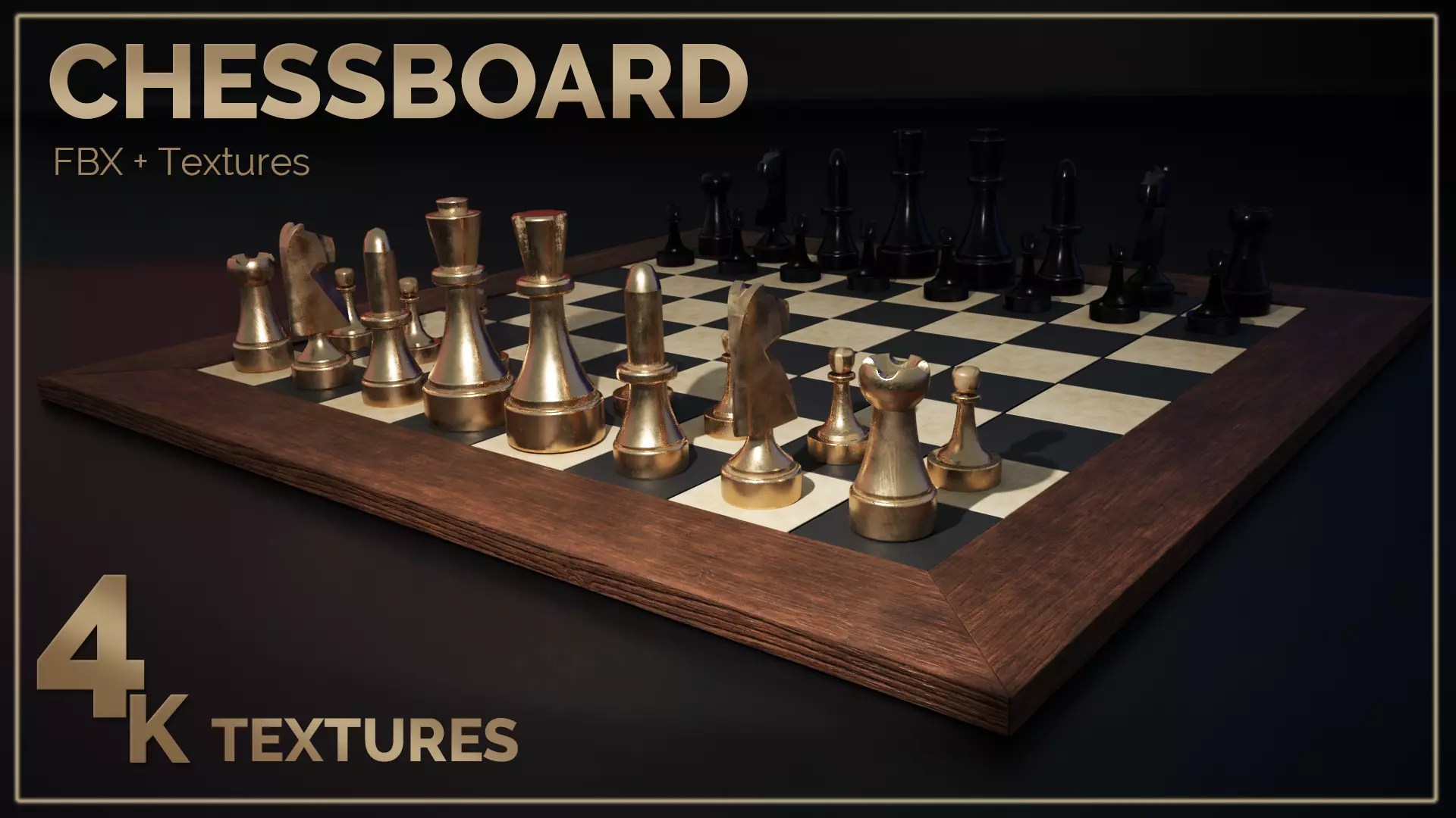 Chessboard Game  Low-poly 3D model_0