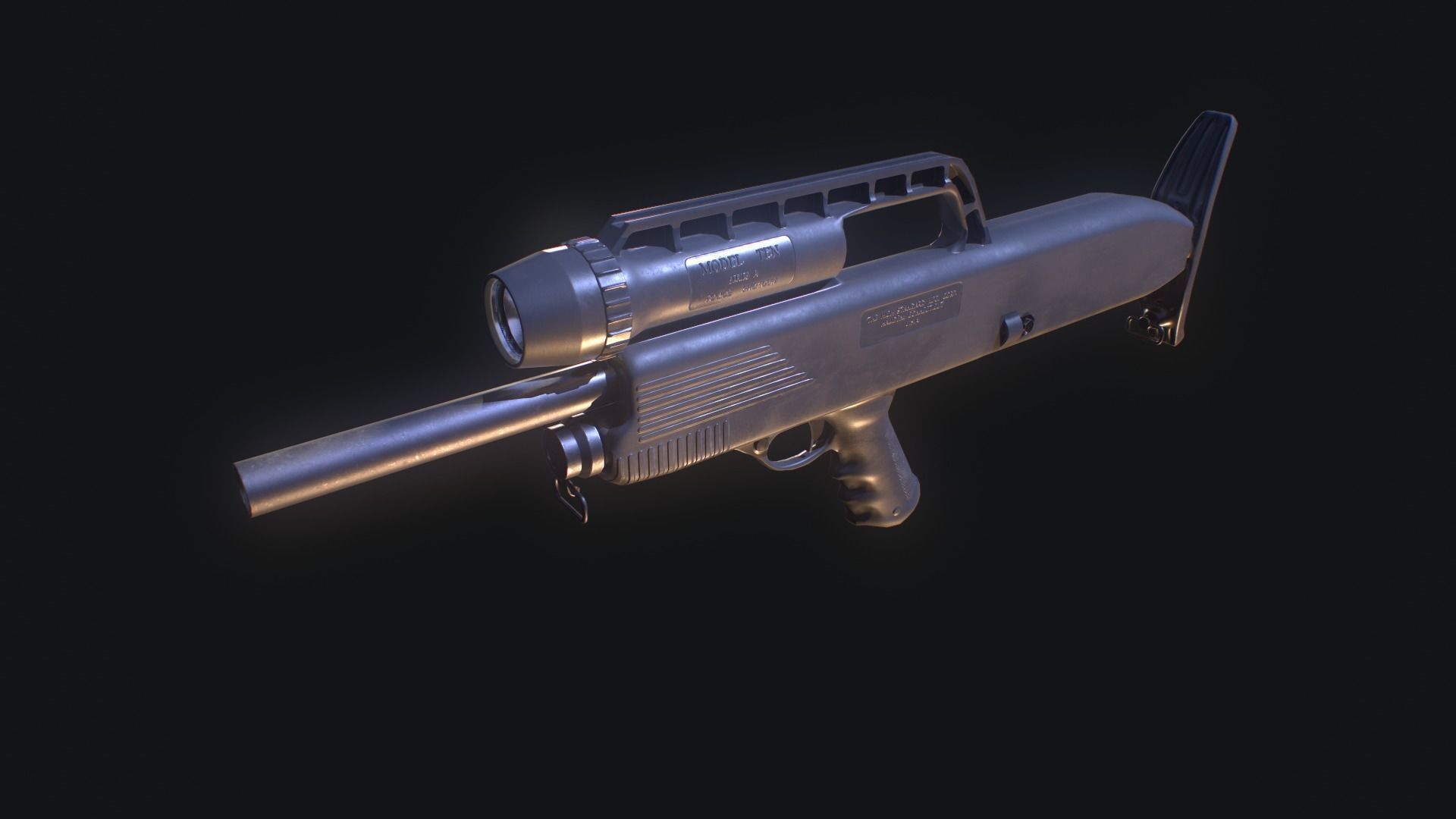 Bullpup Semi-Automatic shotgun Low-poly 3D model_2