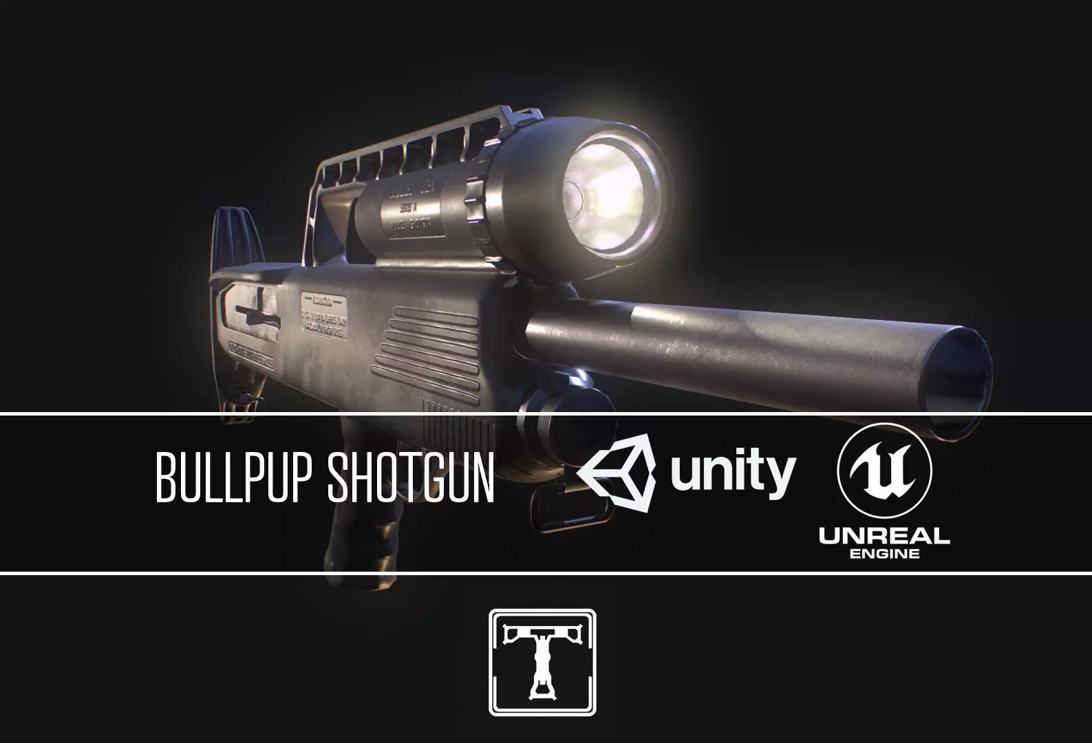 Bullpup Semi-Automatic shotgun Low-poly 3D model_0