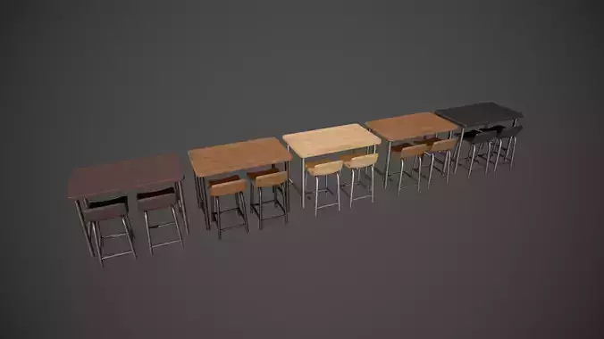 Breakfast Bar - Texture Variations  Low-poly 3D model