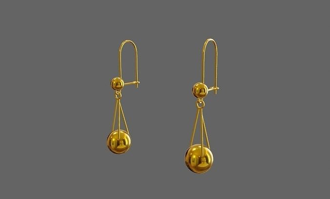 Gold Earrings Rosa 01 - Brincos Low-poly 3D model