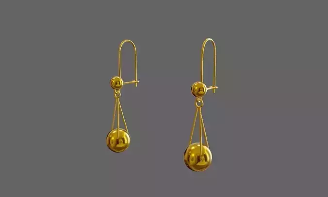 Gold Earrings Rosa 01 - Brincos Low-poly 3D model