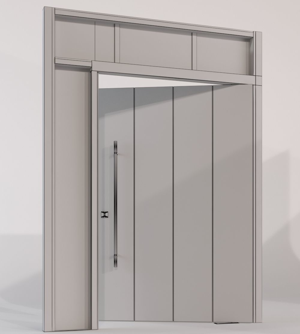 Entrance Copper pivot Door 3D model_4