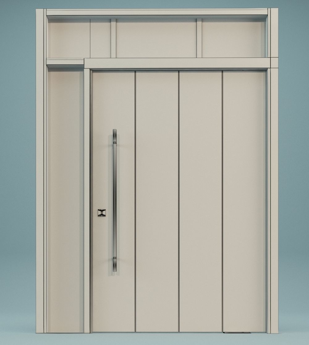 Entrance Copper pivot Door 3D model_1