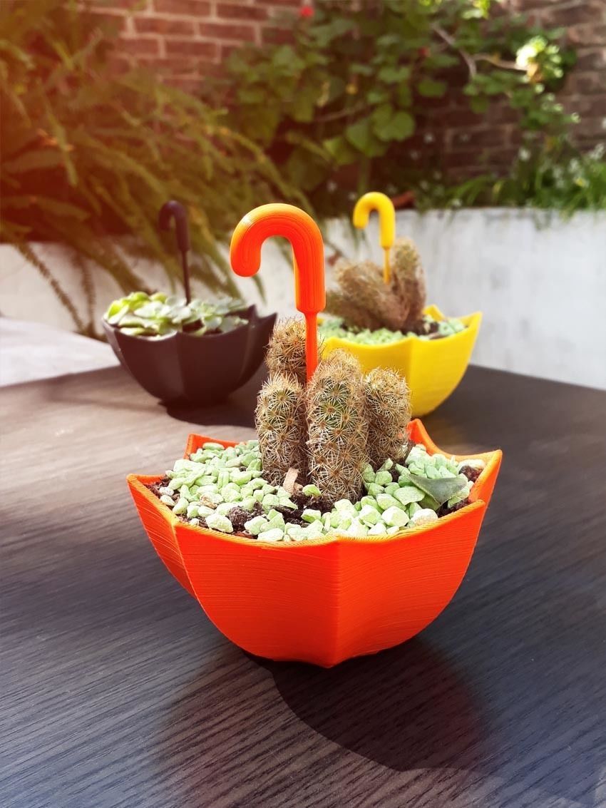 Flower pot umbrella design 3D print model_2