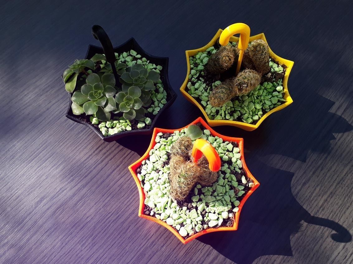 Flower pot umbrella design 3D print model_3