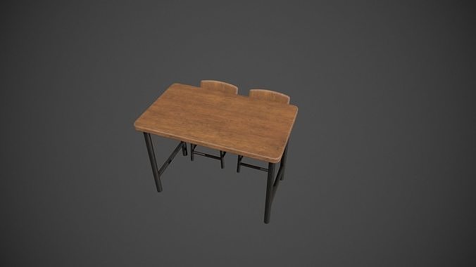 Wooden and Dark Metal Breakfast Bar Low-poly 3D model