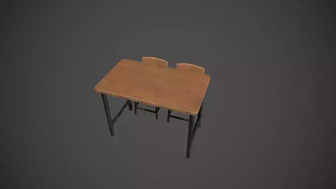 Wooden and Dark Metal Breakfast Bar Low-poly 3D model