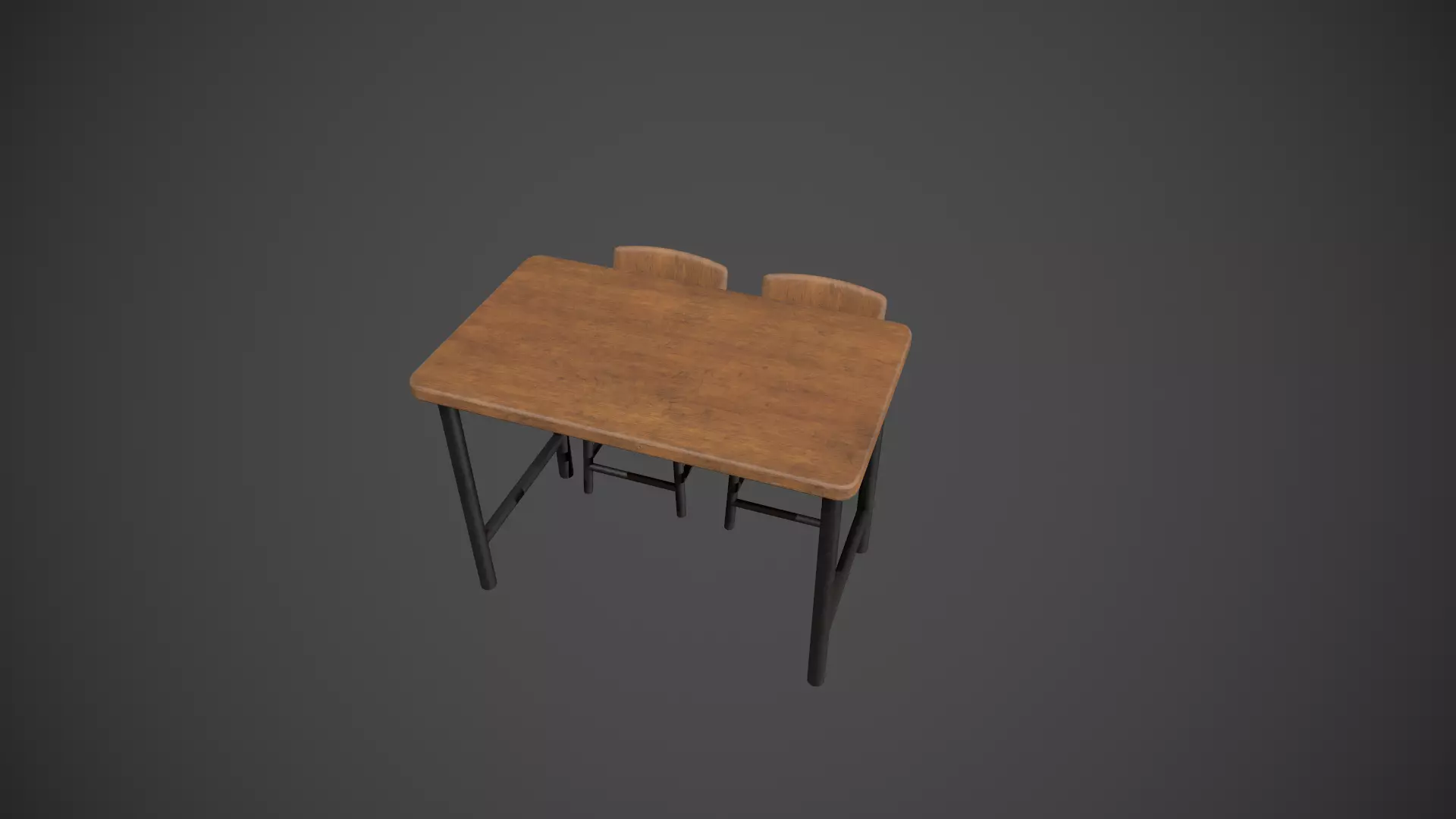 Wooden and Dark Metal Breakfast Bar Low-poly 3D model_0