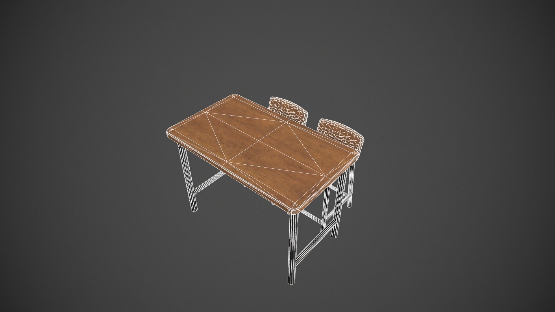 Wooden and Dark Metal Breakfast Bar Low-poly 3D model_14
