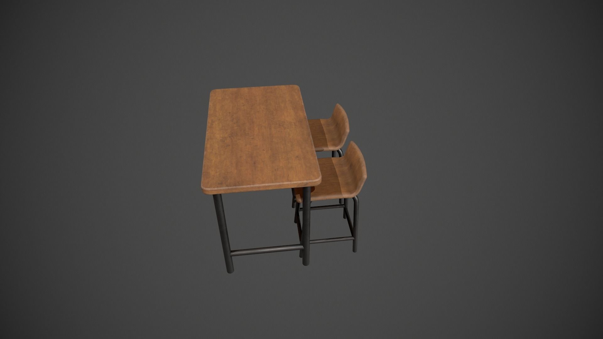 Wooden and Dark Metal Breakfast Bar Low-poly 3D model_2
