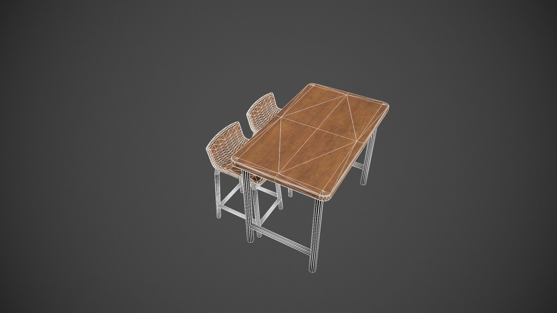 Wooden and Dark Metal Breakfast Bar Low-poly 3D model_16