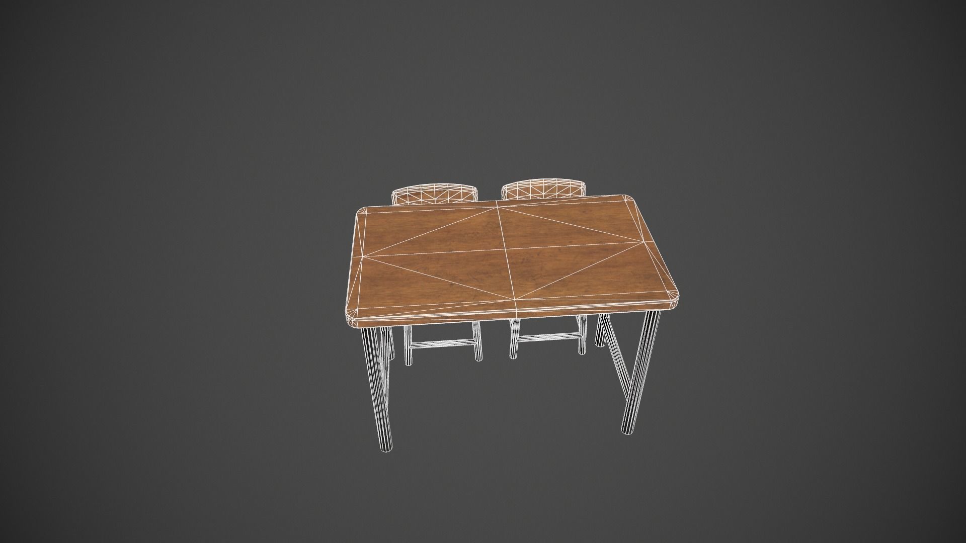 Wooden and Dark Metal Breakfast Bar Low-poly 3D model_11