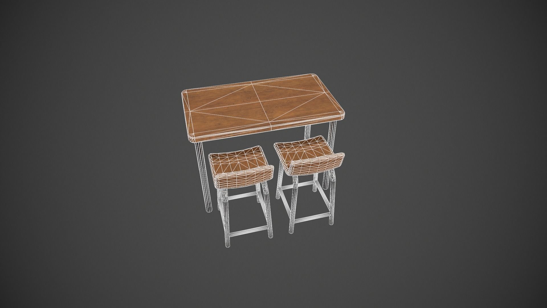 Wooden and Dark Metal Breakfast Bar Low-poly 3D model_13
