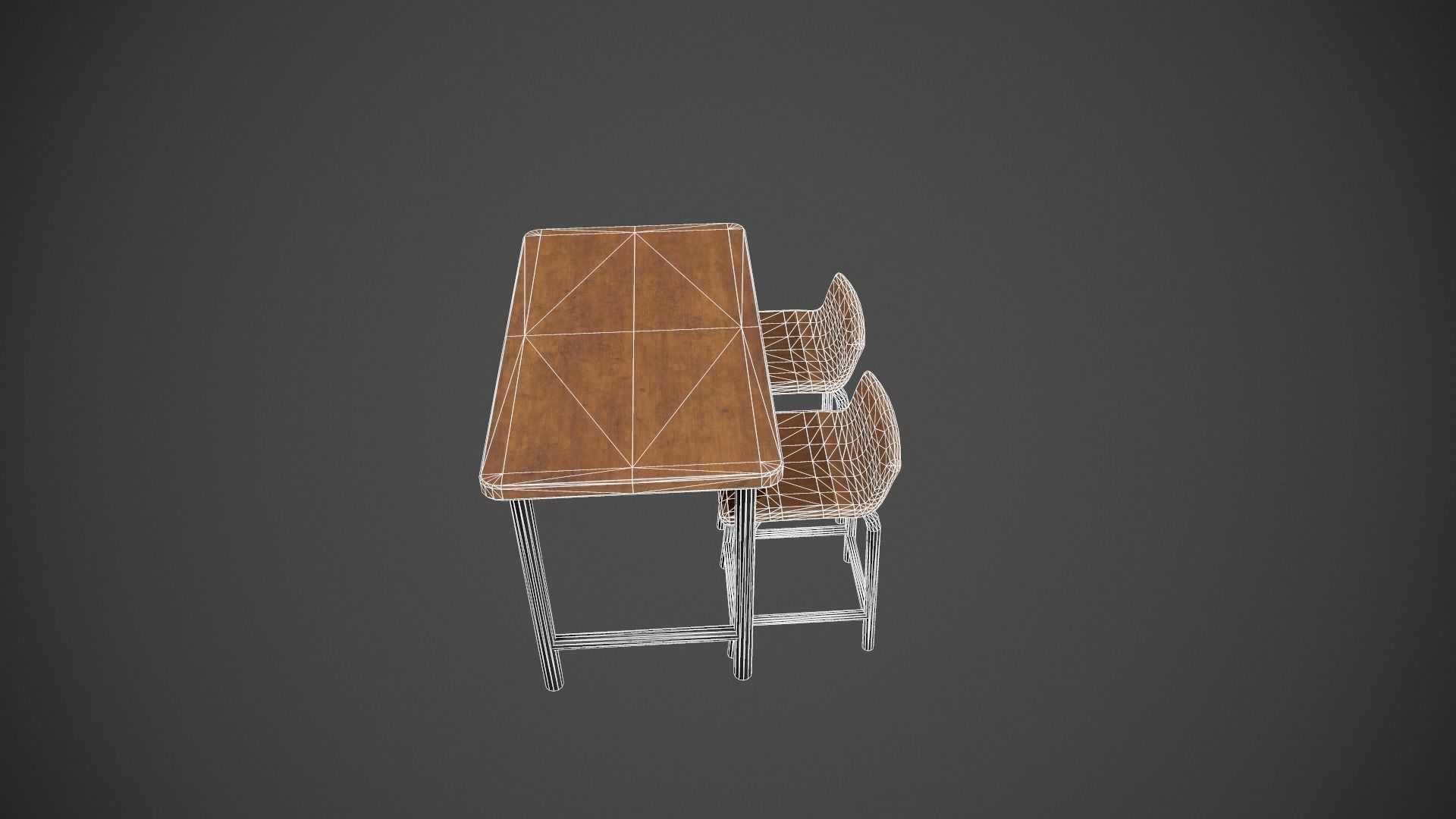 Wooden and Dark Metal Breakfast Bar Low-poly 3D model_5