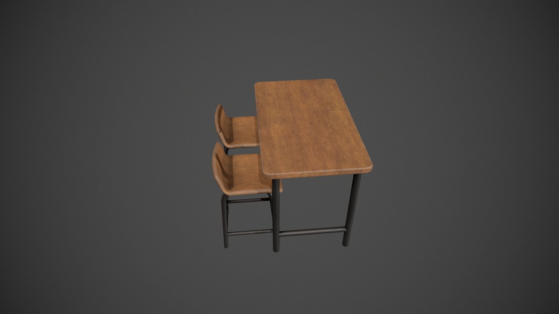 Wooden and Dark Metal Breakfast Bar Low-poly 3D model_7