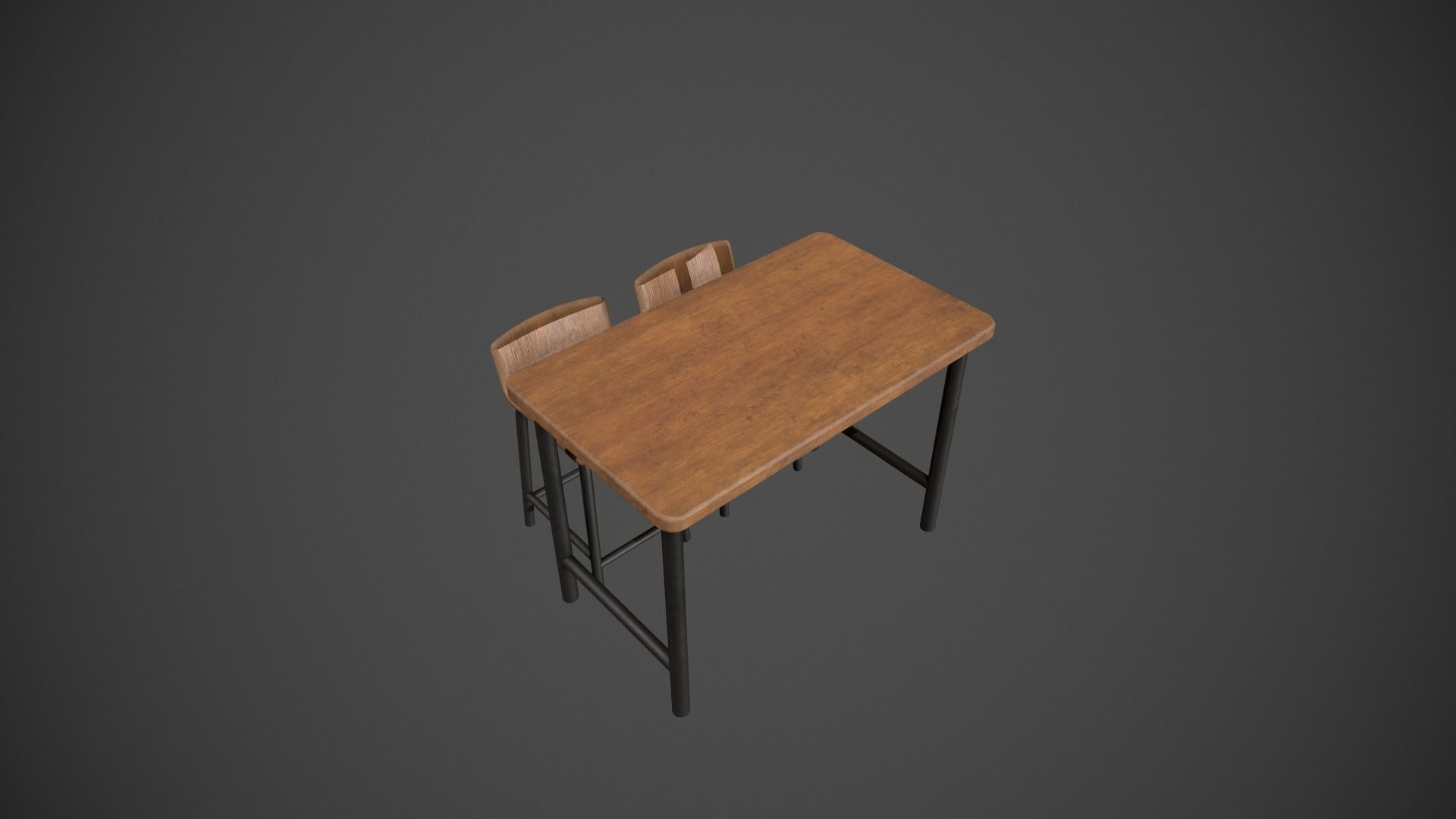Wooden and Dark Metal Breakfast Bar Low-poly 3D model_8