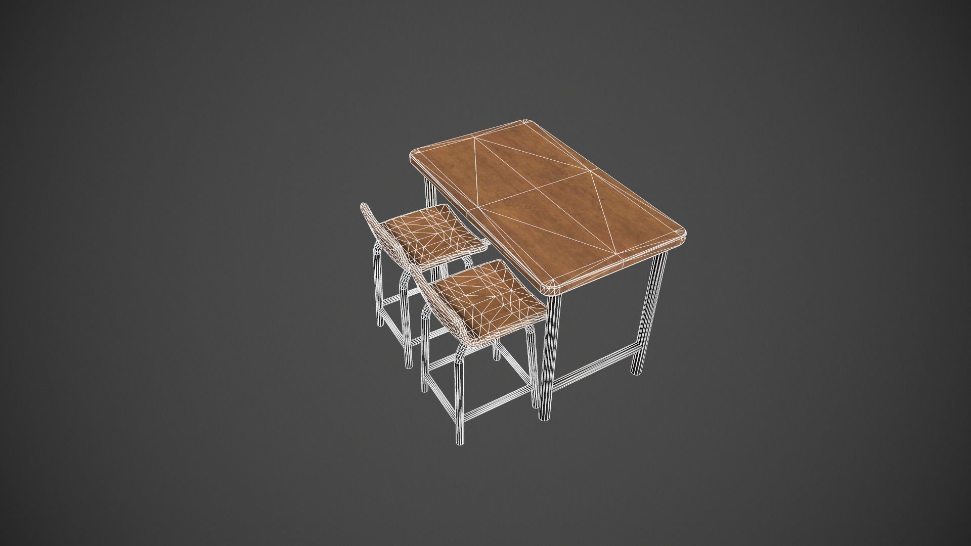 Wooden and Dark Metal Breakfast Bar Low-poly 3D model_15