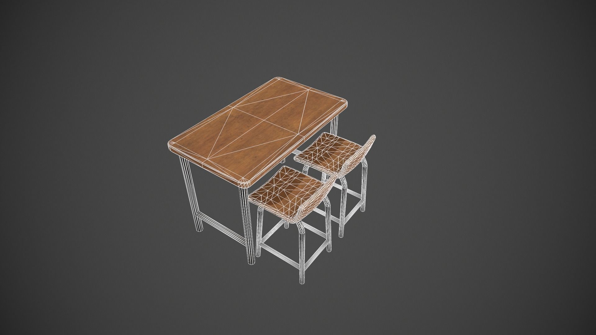Wooden and Dark Metal Breakfast Bar Low-poly 3D model_10