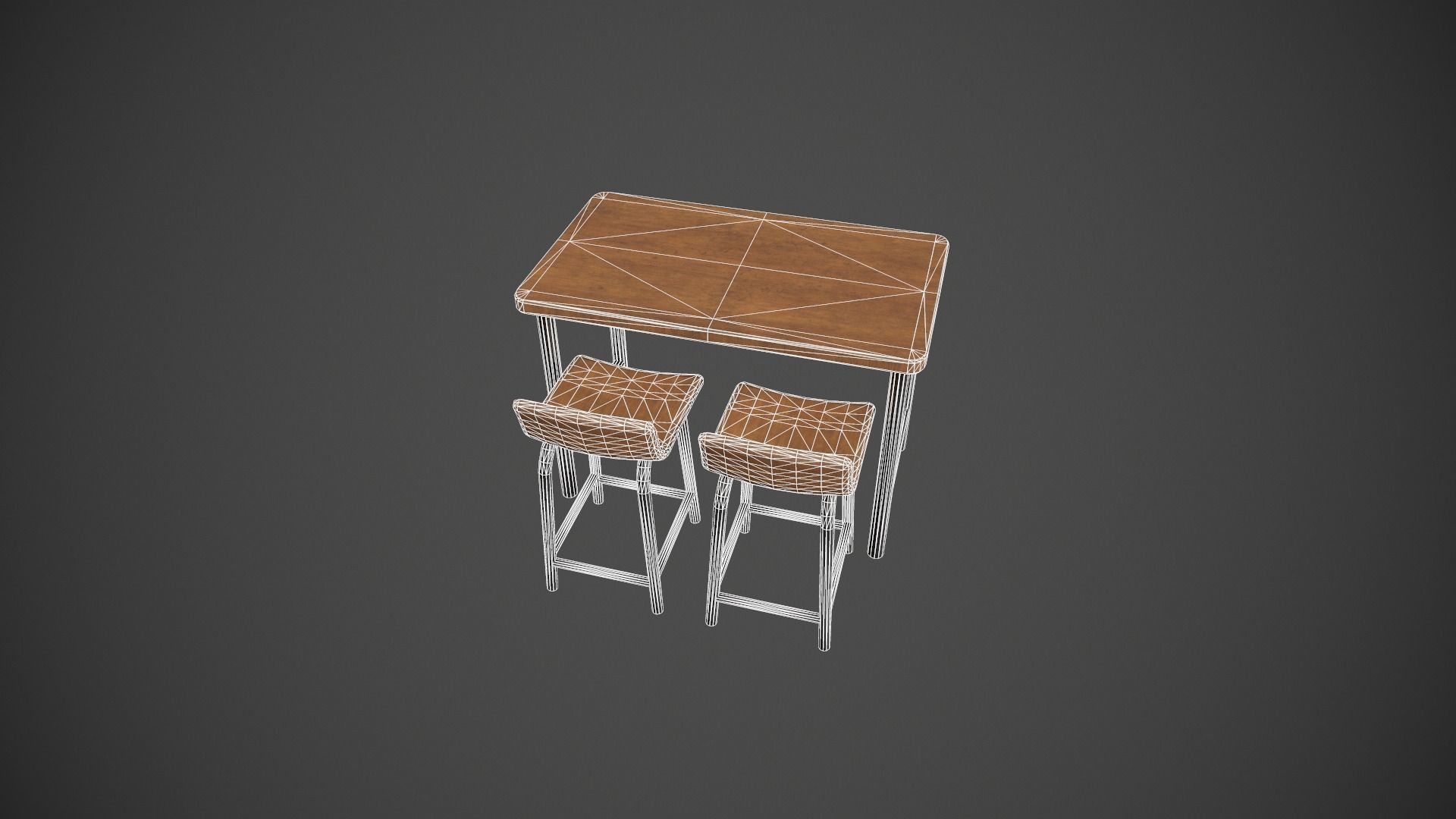 Wooden and Dark Metal Breakfast Bar Low-poly 3D model_12