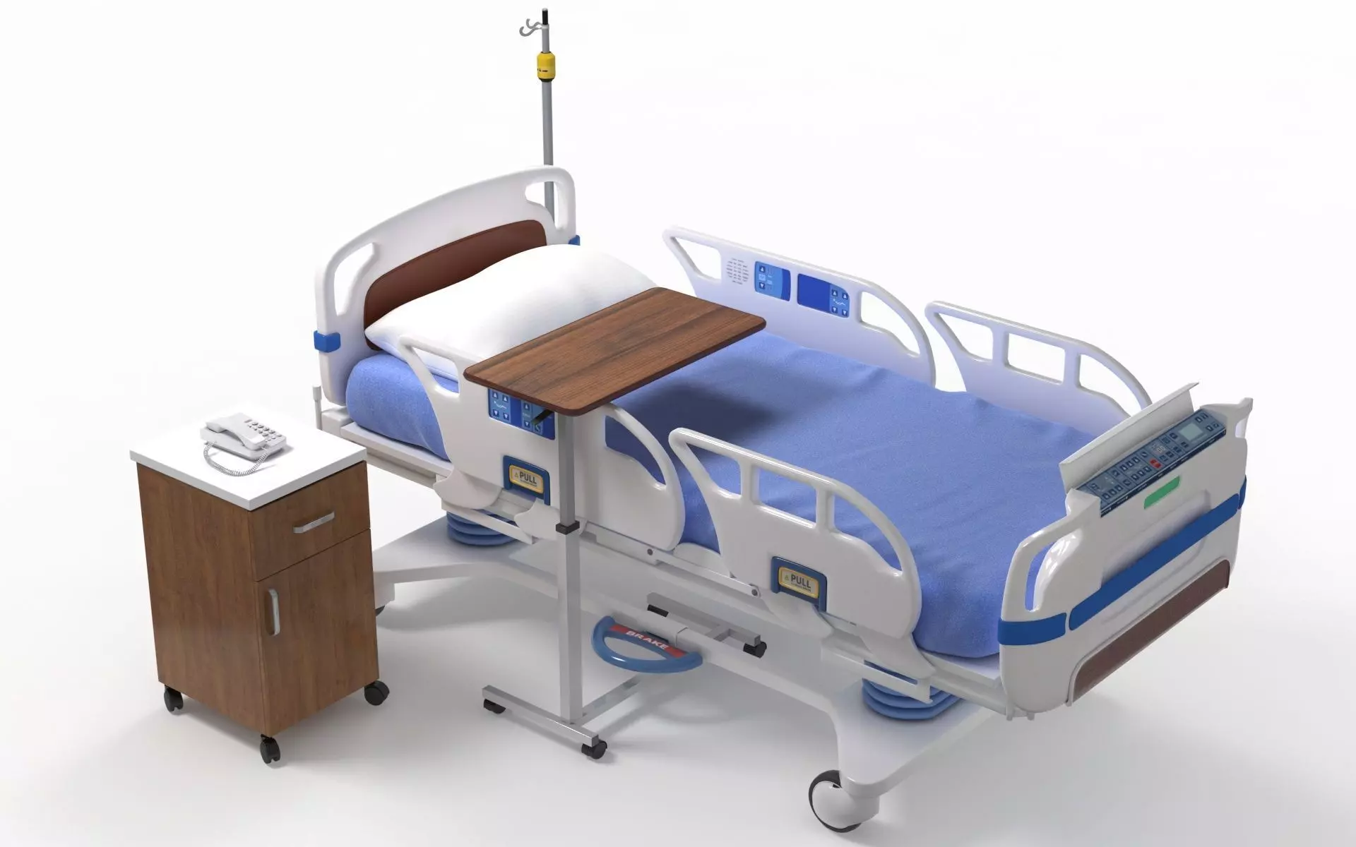 Hospital Bed Low-poly 3D model