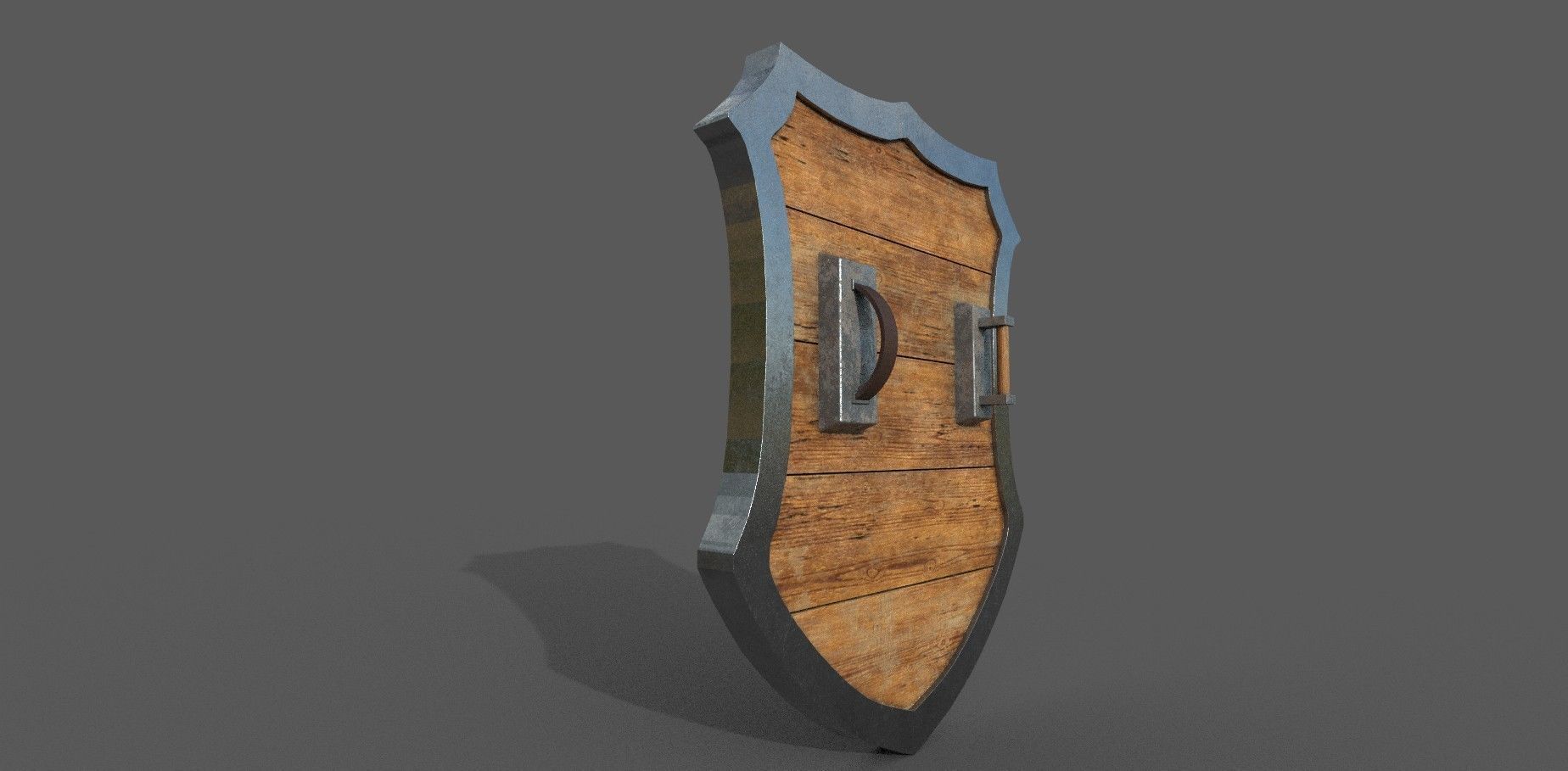 Shield 3D model wooden Low-poly 3D model_5
