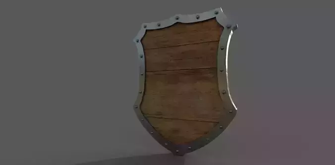 Shield 3D model wooden