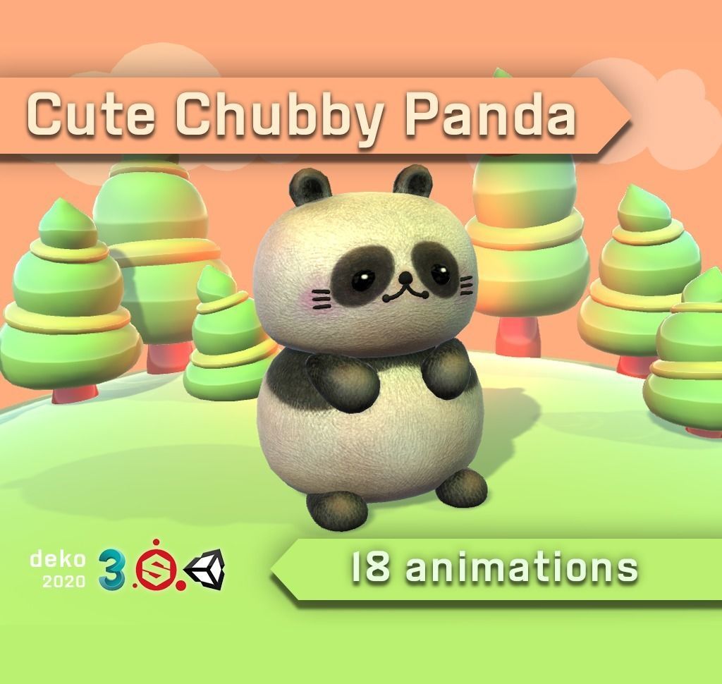 Cute Chubby Panda Low-poly 3D model_2