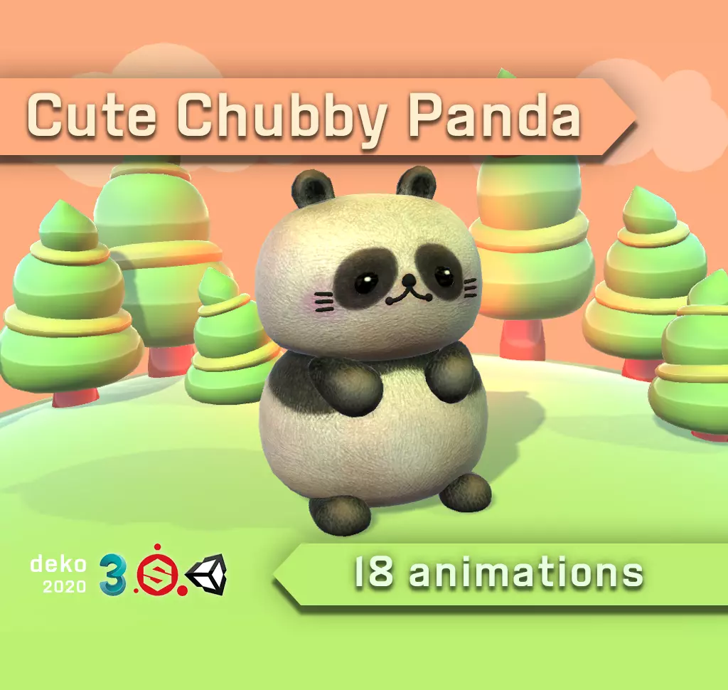 Cute Chubby Panda Low-poly 3D model_0