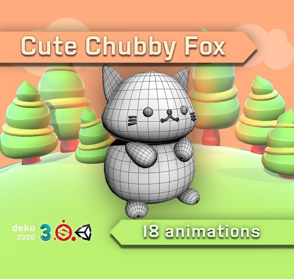 Cute Chubby Fox Low-poly 3D model_3
