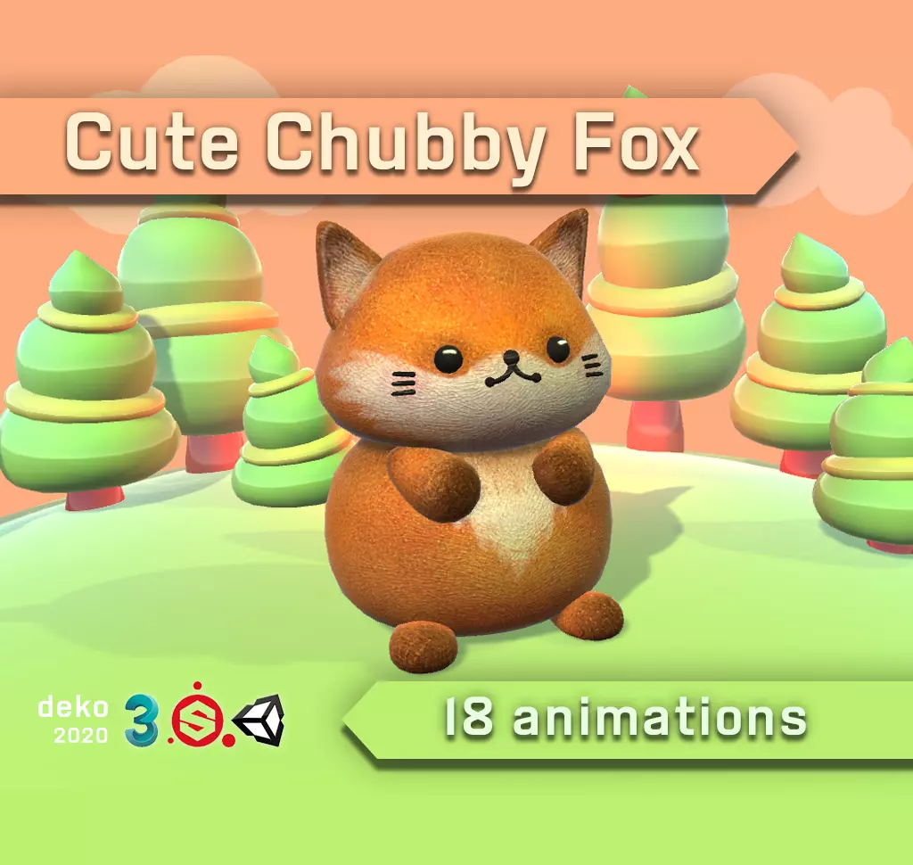 Cute Chubby Fox Low-poly 3D model_0